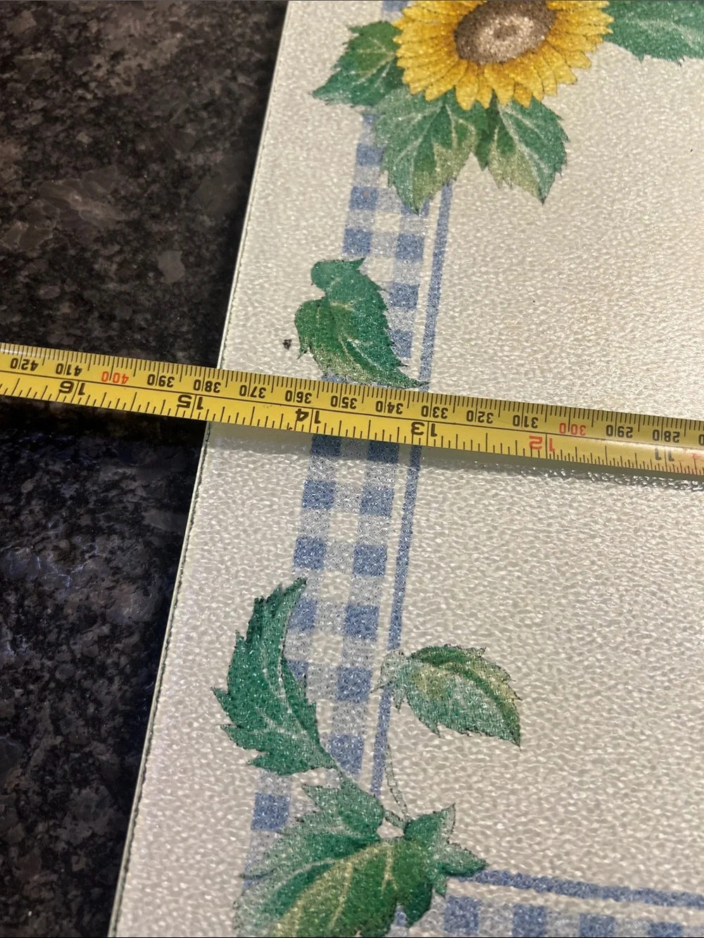 Corningware Sunsations 12x15 Glass Counter Saver  Sunflower Decorative Glass.